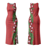Tonga Language Week Family Matching Tank Maxi Dress and Hawaiian Shirt Heilala Floral Red