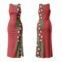 Tonga Language Week Family Matching Tank Maxi Dress and Hawaiian Shirt Heilala Floral Red LT05 Mom's Dress Red - Polynesian Pride