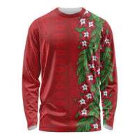 Tonga Language Week Long Sleeve Shirt Heilala Floral Red