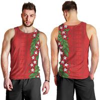 Tonga Language Week Men Tank Top Heilala Floral Red