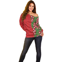 Tonga Language Week Off Shoulder Sweater Heilala Floral Red