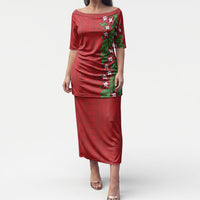 Tonga Language Week Puletasi Heilala Floral Red