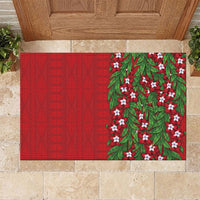 Tonga Language Week Rubber Doormat Heilala Floral Red