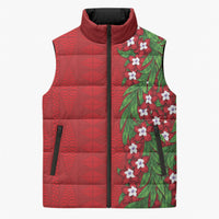 Tonga Language Week Sleeveless Puffer Jacket Heilala Floral Red
