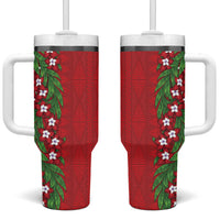 Tonga Language Week Tumbler With Handle Heilala Floral Red