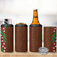 Tonga Language Week 4 in 1 Can Cooler Tumbler Heilala Floral Brown