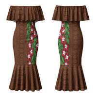 Tonga Language Week Family Matching Mermaid Dress and Hawaiian Shirt Heilala Floral Brown