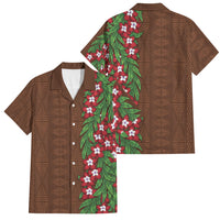 Tonga Language Week Family Matching Short Sleeve Bodycon Dress and Hawaiian Shirt Heilala Floral Brown LT05 Dad's Shirt - Short Sleeve Brown - Polynesian Pride