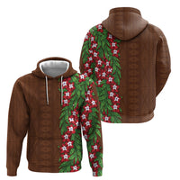 Tonga Language Week Hoodie Heilala Floral Brown