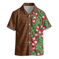 Tonga Language Week Kid Hawaiian Shirt Heilala Floral Brown