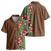Tonga Language Week Kid Hawaiian Shirt Heilala Floral Brown