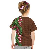 Tonga Language Week Kid T Shirt Heilala Floral Brown