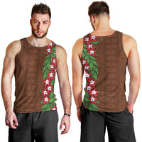 Tonga Language Week Men Tank Top Heilala Floral Brown