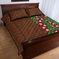 Tonga Language Week Quilt Bed Set Heilala Floral Brown