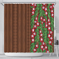 Tonga Language Week Shower Curtain Heilala Floral Brown