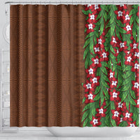 Tonga Language Week Shower Curtain Heilala Floral Brown