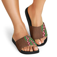 Tonga Language Week Slide Sandals Heilala Floral Brown