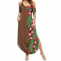Tonga Language Week Summer Maxi Dress Heilala Floral Brown