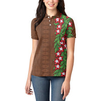 Tonga Language Week Women Polo Shirt Heilala Floral Brown