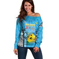 Personalised Malampa Fiji Day 2026 Off Shoulder Sweater Unique Style LT05 Women Blue - Polynesian Pride