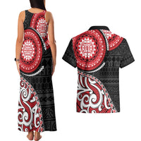 New Zealand Red Maori Koru Simple Style Couples Matching Tank Maxi Dress and Hawaiian Shirt
