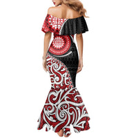 New Zealand Red Maori Koru Simple Style Family Matching Mermaid Dress and Hawaiian Shirt