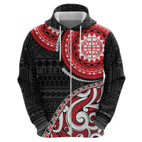 New Zealand Red Maori Koru Simple Style Zip Hoodie LT05 - Polynesian Pride