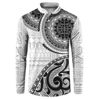 New Zealand White Maori Koru Simple Style Button Sweatshirt LT05 White - Polynesian Pride