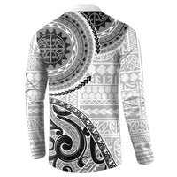 New Zealand White Maori Koru Simple Style Button Sweatshirt LT05 - Polynesian Pride