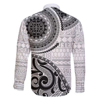 New Zealand White Maori Koru Simple Style Family Matching Long Sleeve Bodycon Dress and Hawaiian Shirt