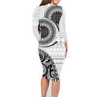 New Zealand White Maori Koru Simple Style Family Matching Long Sleeve Bodycon Dress and Hawaiian Shirt