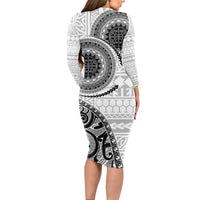 New Zealand White Maori Koru Simple Style Long Sleeve Bodycon Dress