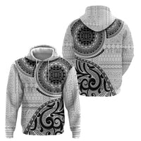 New Zealand White Maori Koru Simple Style Zip Hoodie LT05 - Polynesian Pride
