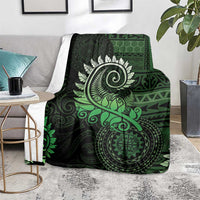 New Zealand Maori Koru Fern Blanket Spiral Polynesian Style Green