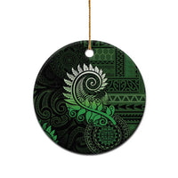 New Zealand Maori Koru Fern Ceramic Ornament Spiral Polynesian Style Green
