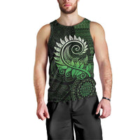 New Zealand Maori Koru Fern Men Tank Top Spiral Polynesian Style Green