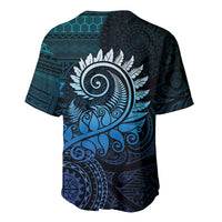 New Zealand Maori Koru Fern Baseball Jersey Spiral Polynesian Style Aqua Gradient LT05 - Polynesian Pride