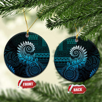 New Zealand Maori Koru Fern Ceramic Ornament Spiral Polynesian Style Aqua Gradient