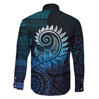 New Zealand Maori Koru Fern Family Matching Short Sleeve Bodycon Dress and Hawaiian Shirt Spiral Polynesian Style Aqua Gradient LT05 - Polynesian Pride