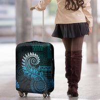 New Zealand Maori Koru Fern Luggage Cover Spiral Polynesian Style Aqua Gradient