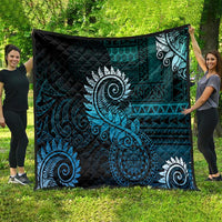 New Zealand Maori Koru Fern Quilt Spiral Polynesian Style Aqua Gradient