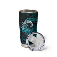 New Zealand Maori Koru Fern Tumbler Cup Spiral Polynesian Style Aqua Gradient
