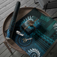 New Zealand Maori Koru Fern Wrapping Paper Spiral Polynesian Style Aqua Gradient - Polynesian Pride