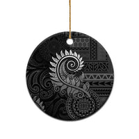 New Zealand Maori Koru Fern Ceramic Ornament Spiral Polynesian Style Gray