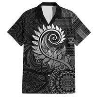 New Zealand Maori Koru Fern Family Matching Short Sleeve Bodycon Dress and Hawaiian Shirt Spiral Polynesian Style Gray LT05 Dad's Shirt - Short Sleeve Gray - Polynesian Pride