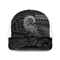 New Zealand Maori Koru Fern Mesh Trucker Cap Spiral Polynesian Style Gray LT05 One Size White Gray - Polynesian Pride