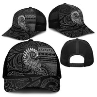 New Zealand Maori Koru Fern Mesh Trucker Cap Spiral Polynesian Style Gray LT05 - Polynesian Pride