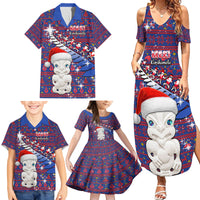 Personalized New Zealand Christmas Family Matching Summer Maxi Dress and Hawaiian Shirt Haka Fern Santa Tiki Meri Kirihimete LT05 - Polynesian Pride