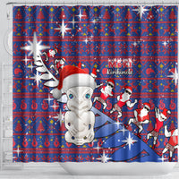 New Zealand Christmas Shower Curtain Haka Fern Santa Tiki Meri Kirihimete LT05 - Polynesian Pride