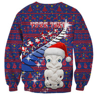 Personalized New Zealand Christmas Sweatshirt Haka Fern Santa Tiki Meri Kirihimete LT05 - Polynesian Pride